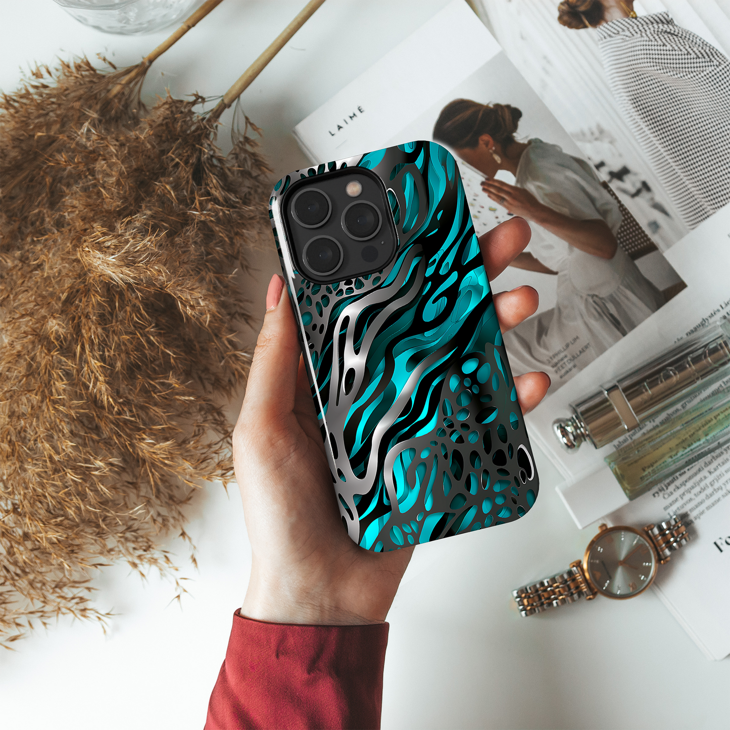 Teal Textures (iPhone Case 11-16)