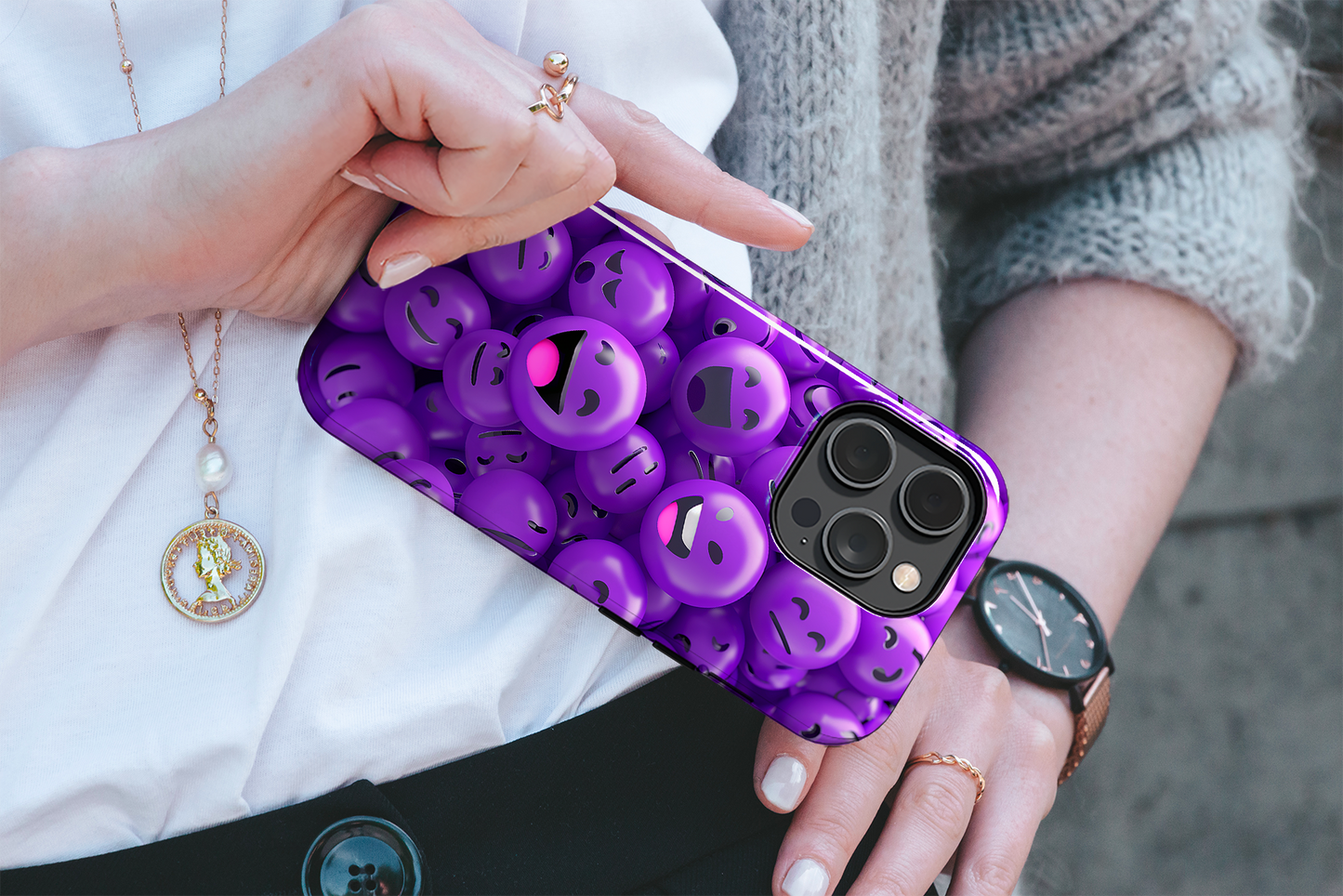 Smiley Purple (iPhone Case 11-16)