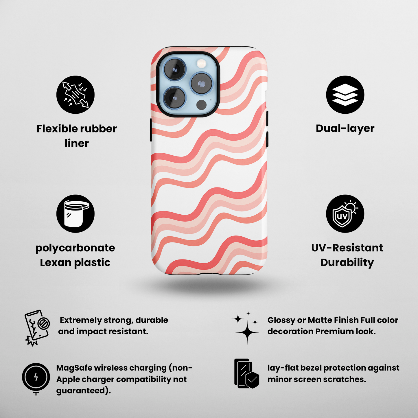 Wavy Stripes Pattern (iPhone MagSafe Case)Elevate your iPhone's style with the Wavy Stripes Pattern MagSafe Case, offering robust protection, MagSafe compatibility, and a choice of matte or glossy finish. PeRimaGallery