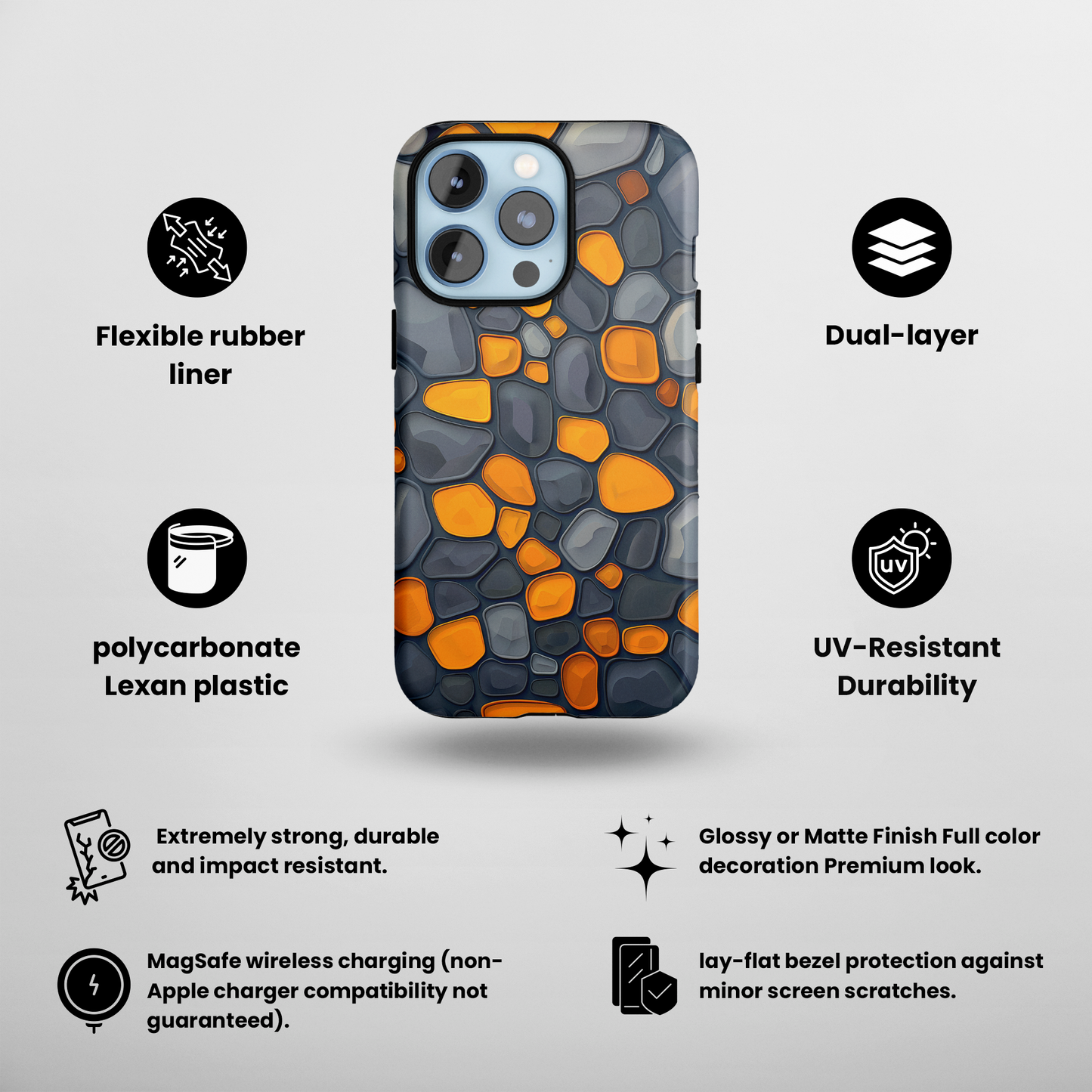 Amber Mosaic (iPhone MagSafe Case)Discover elegance with our iphone 13, 14, 15, Pro, Max MagSafe Case Lightweight, USA-made, and compatible with all MagSafe accessories. Style meets protection. RimaGallery