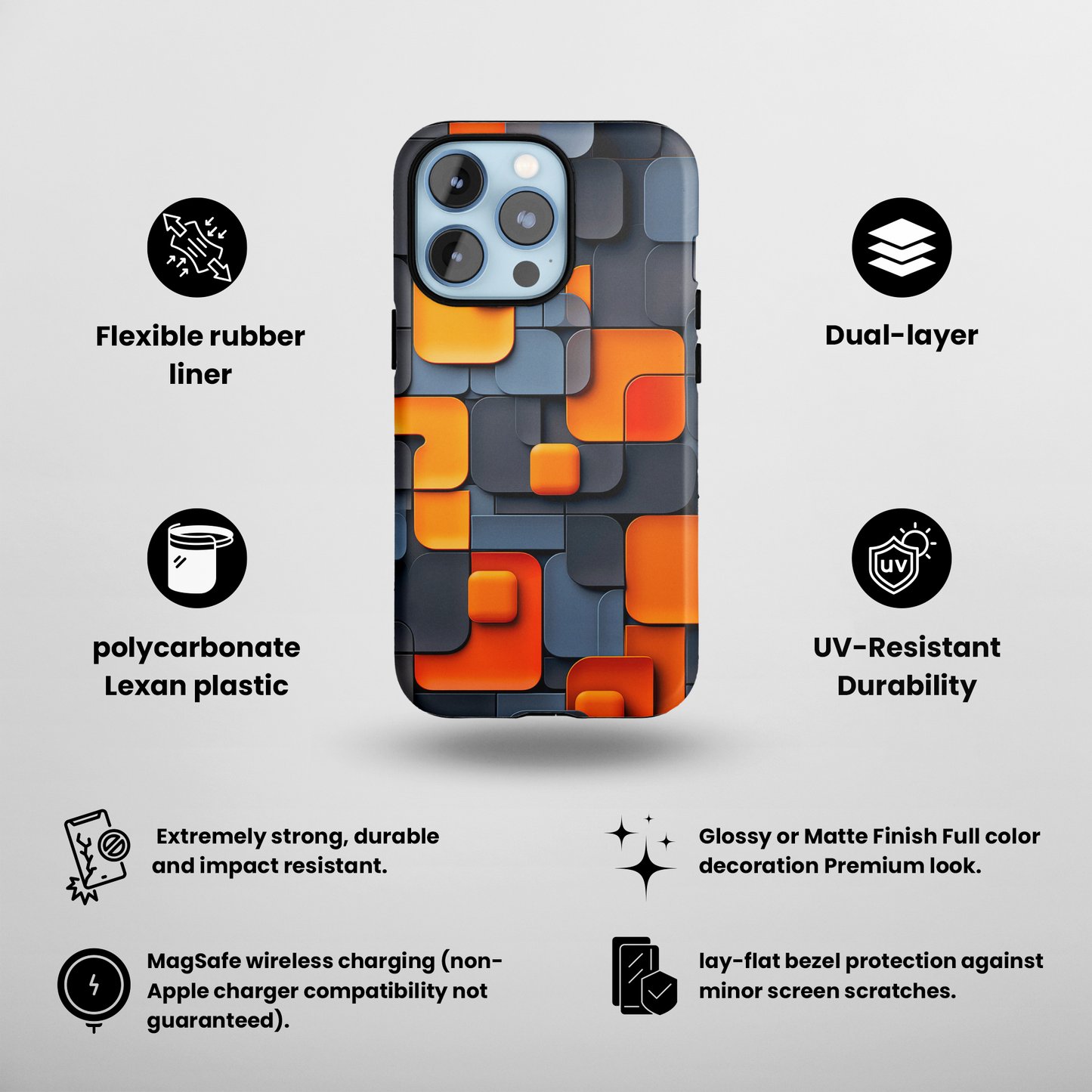 Tangerine Grid (iPhone MagSafe Case)Embrace sophistication with our MagSafe Case for iPhone 13-15: Sleek, durable, and MagSafe-ready for seamless style and unmatched protection.RimaGallery