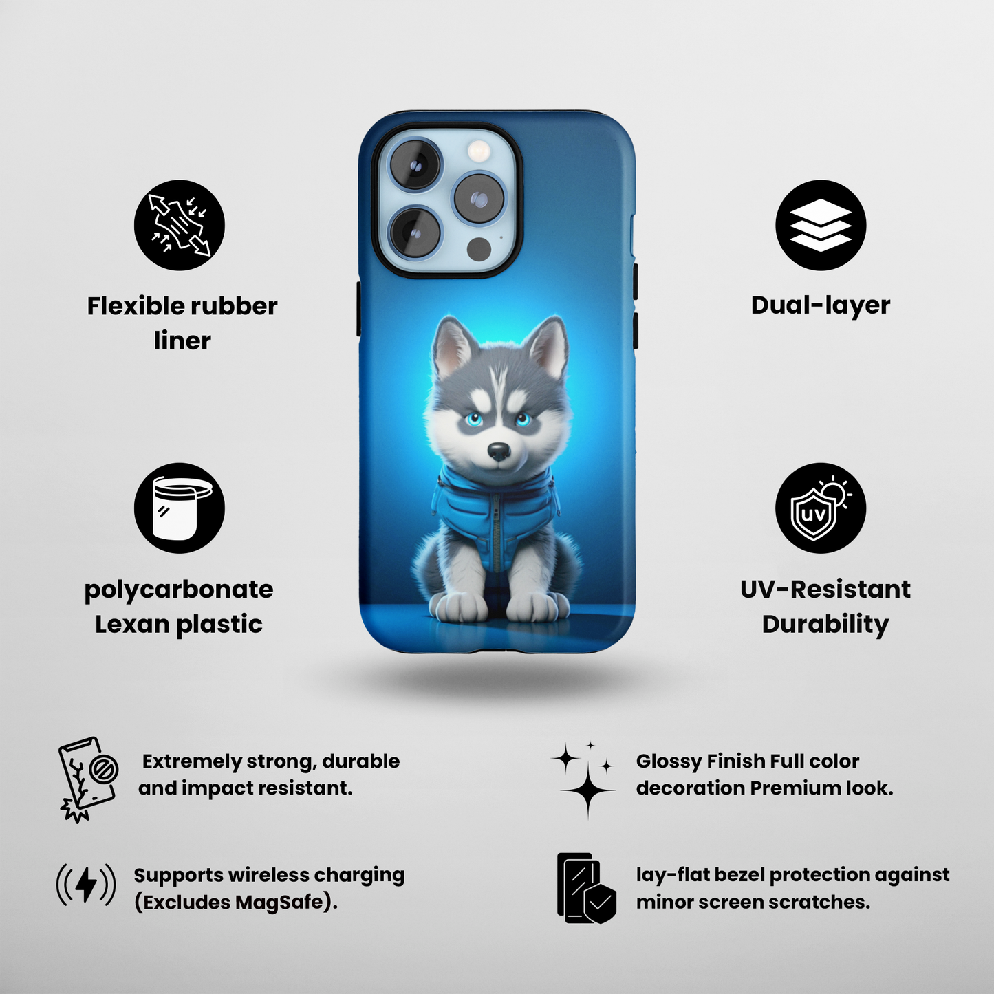 Blue Husky Charm (iPhone Case 11-15)Upgrade Your iPhone with RIMA's Tough Case: Combining sleek style and unmatched protection for iPhone 11-15 models. Durable, fashionable, and eco-friendly. Shop now RimaGallery