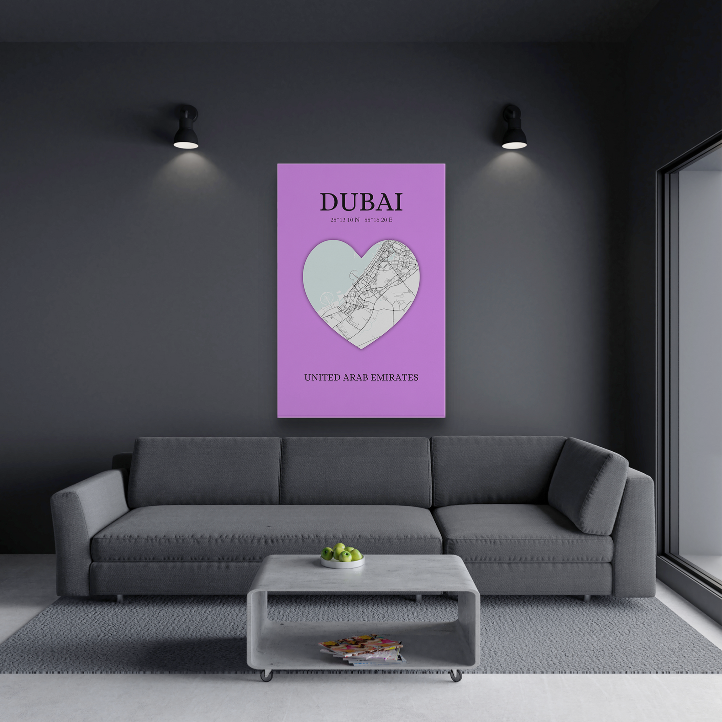 Dubai Heartbeat - Purple (Canvas)Dubai map on a lavender canvas with a heart cutout. Shop now for innovative products designed to enhance your digital lifestyle. Fast shipping!RimaGallery