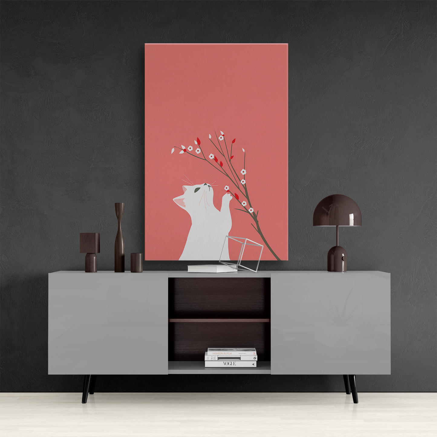 Floral Feline (Canvas)Playful cat interacting with delicate flowers on a coral on canvas prints. Shop now for innovative products designed to enhance your digital lifestyle. Fast shippingRimaGallery