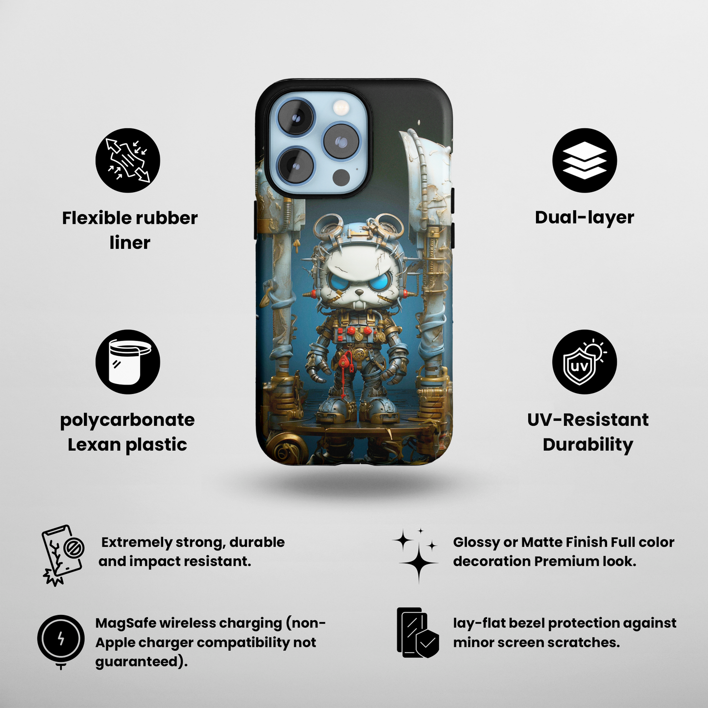 Steampunk Sentry (iPhone MagSafe Case)Steampunk Sentry MagSafe Durable Case: Style Meets Protection 📱✨
Upgrade your device with Rima Gallery's Steampunk Sentry MagSafe Durable Case. This case isn’t justRimaGallery