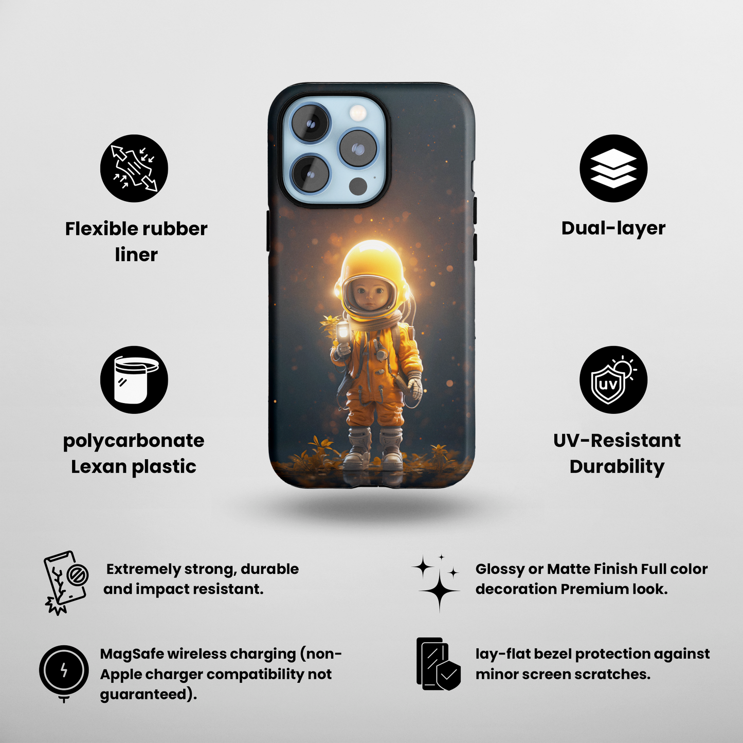 Astronaut Boy in Space MagSafe Durable Case: Style Meets Protection 📱✨
Upgrade your device with Rima Astronaut Boy in Space MagSafe Durable Case. This case isn’t ju-Space (iPhone MagSafe Case)