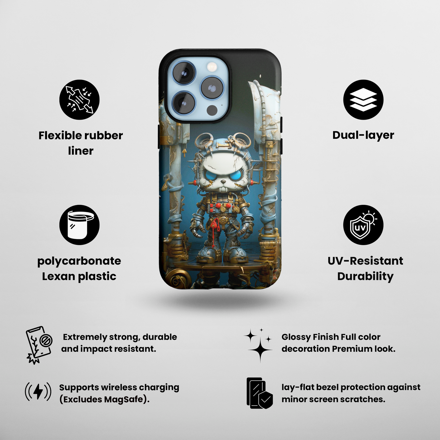 Steampunk Sentry (iPhone Case 11-15)RIMA Tough Phone Case: Unmatched Style & Protection for iPhone 11, 12, 13, 14, & 15 🛡️📱
Product Description:
Discover the RIMA Tough Phone Case, exclusivelRimaGallery