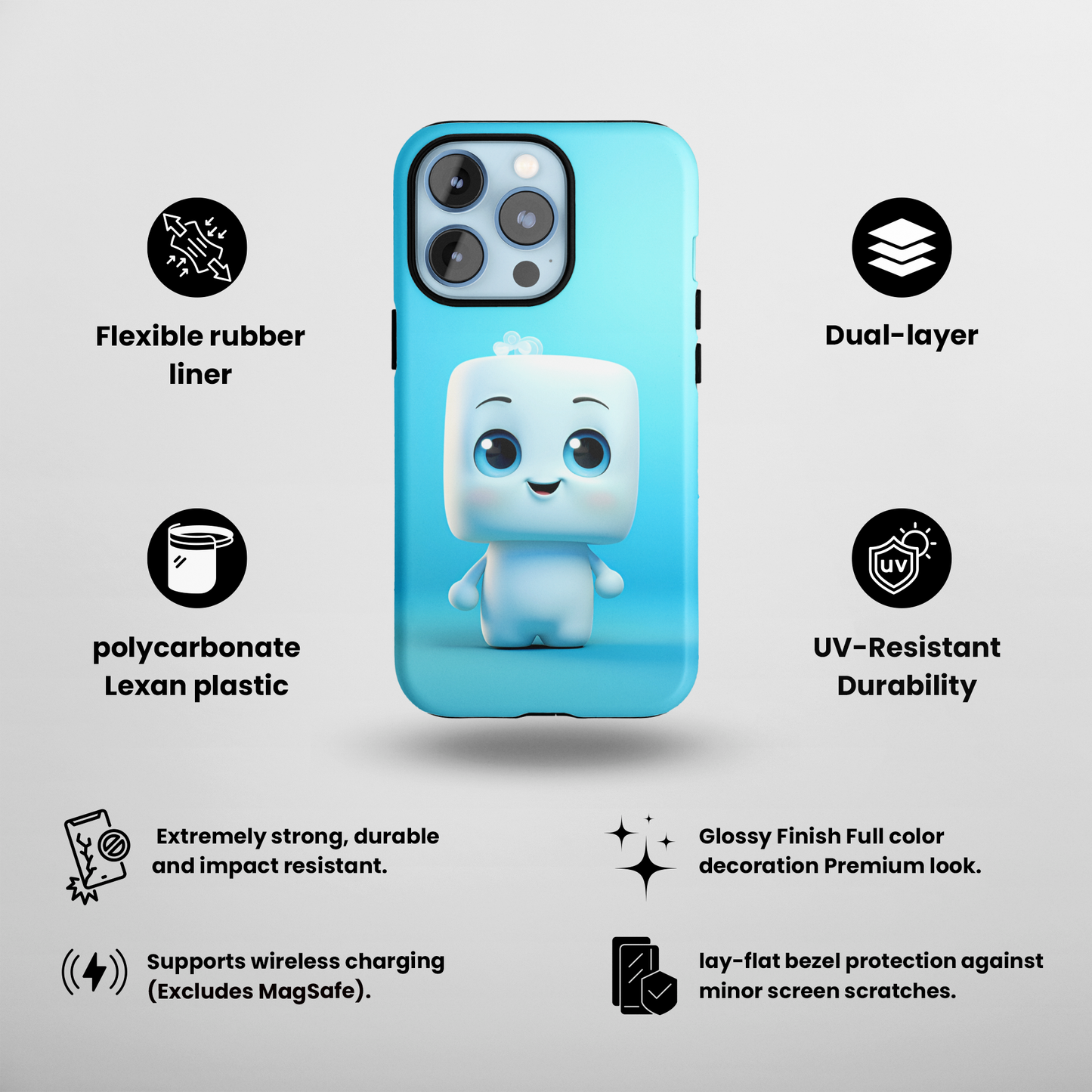 Marshmallow in Blue Sky (iPhone Case 11-15)Revolutionize your iPhone's look and feel with RIMA Tough Phone Case – ultimate protection meets elegant style for iPhone 11-15. Grab yours now! 🛡️📱RimaGallery