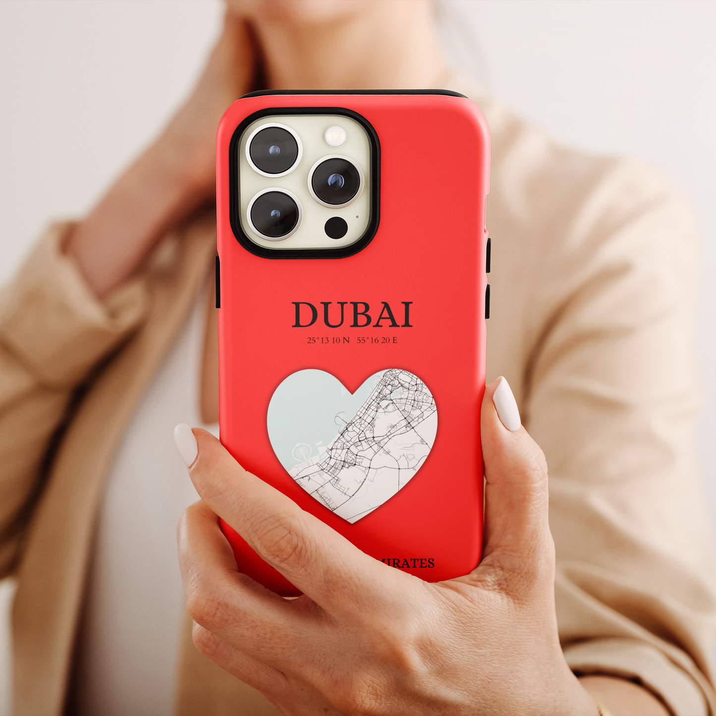 Dubai Heartbeat - Red (iPhone Case 11-15)Capture the essence of Dubai with RimaGallery's Heartbeat Red iPhone case, blending durable protection and unique design. Perfect for iPhone 11-15 models. Free shippRimaGallery
