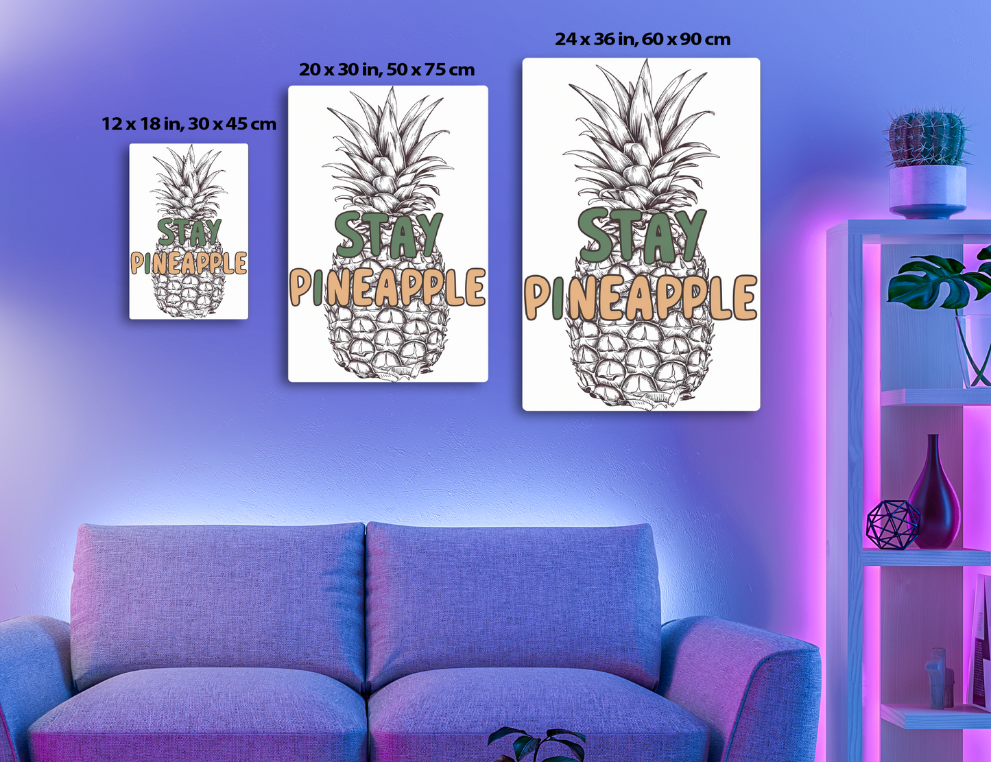 A hand-drawn illustration of a pineapple with the words "Stay Pineapple" written below it, using a playful font and typography style.