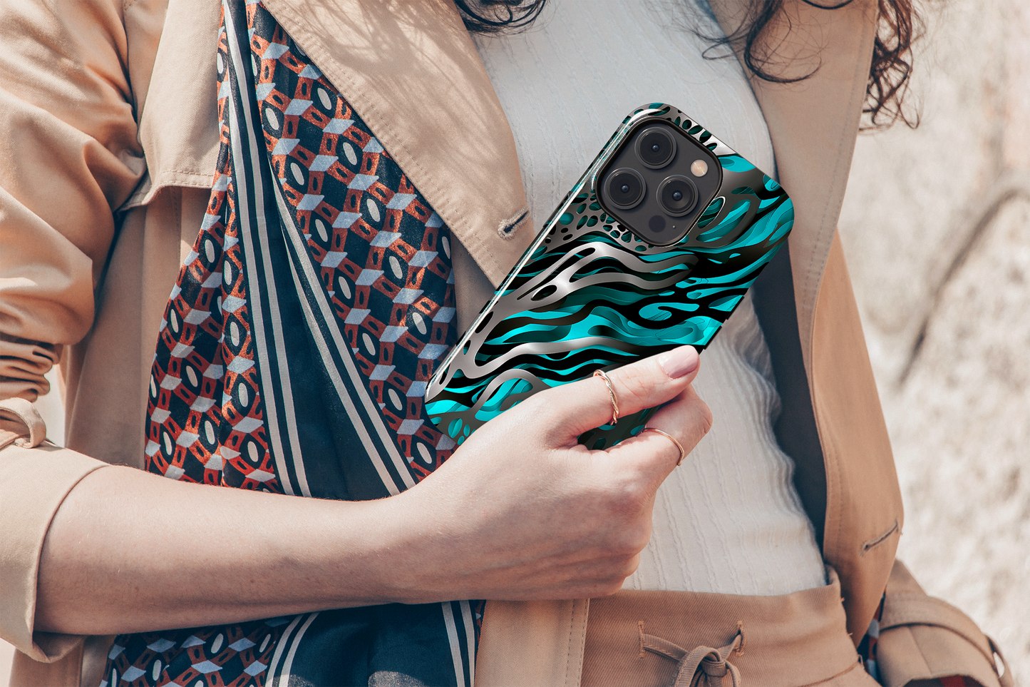Teal Textures (iPhone Case 11-16)