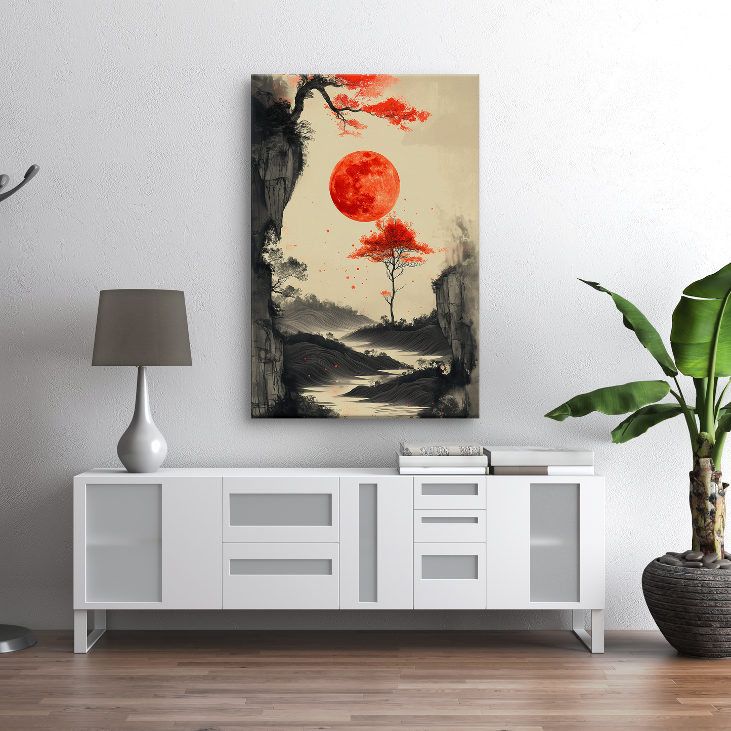 Scarlet Moonrise (Canvas)Ethereal landscape with a vivid red moon canvas print. Shop now for innovative products designed to enhance your digital lifestyle. Fast shipping!RimaGallery