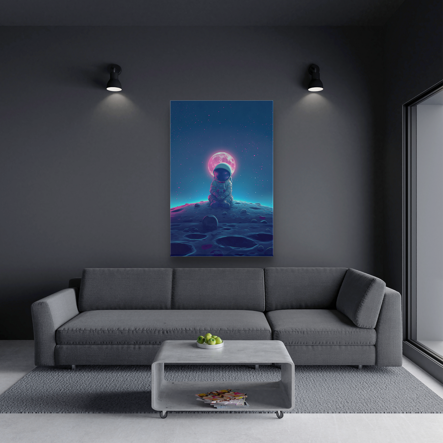 Cosmic Contemplation (Canvas)Astronaut in deep thought on the lunar surface under a glowing moon on canvas print. Shop now for innovative products designed to enhance your digital lifestyle. FasRimaGallery