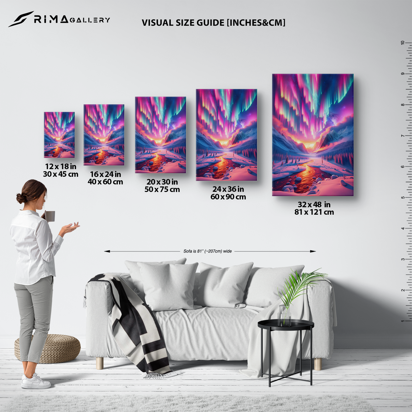 Aurora Reverie (Canvas)Aurora Reverie (Canvas  Matte finish, stretched, with a depth of 1.25 inches) Elevate your décor with RimaGallery’s responsibly made art canvases. Our eco-friendly mRimaGallery
