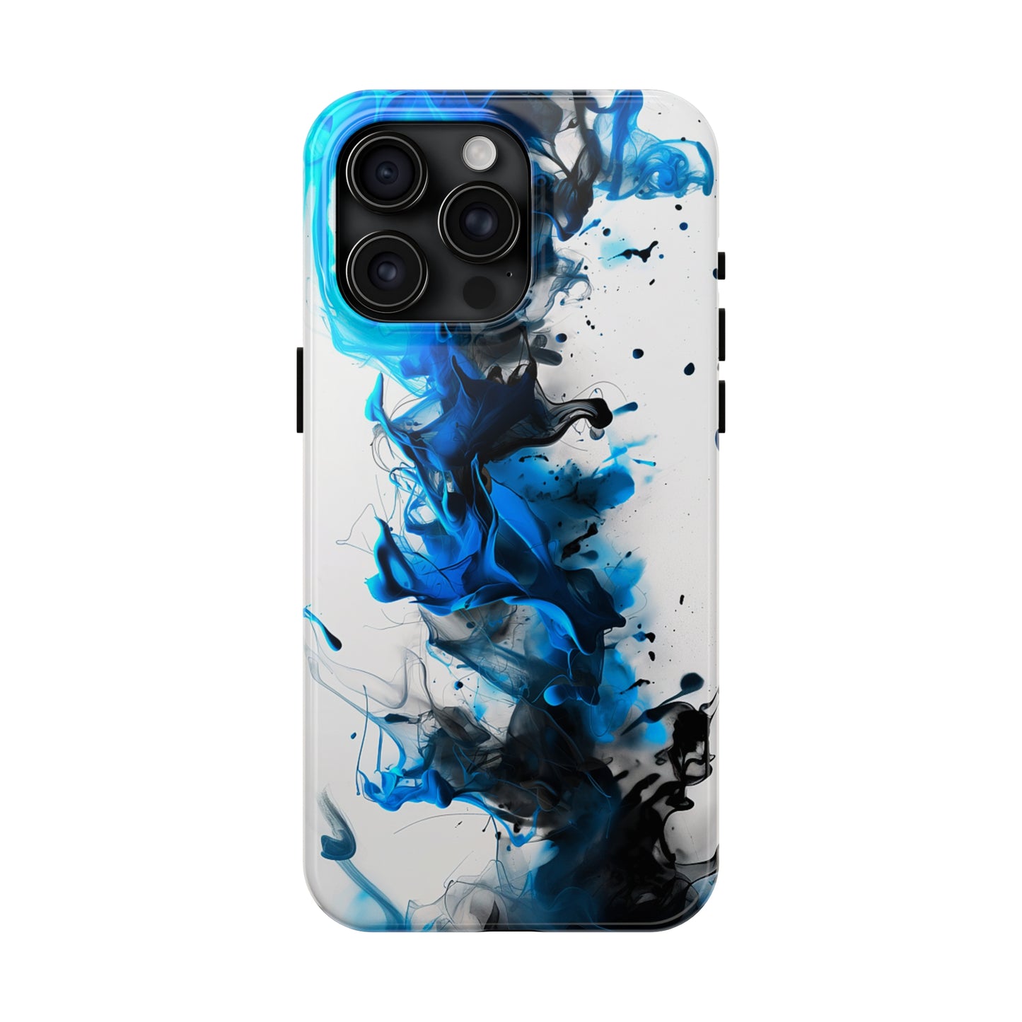 Blue Whisper (iPhone Case 11-15)Elevate your iPhone's style with a Blue and black ink abstract design on a white tough case. Sleek, durable protection for models 11-15. Free US shipping.RimaGallery