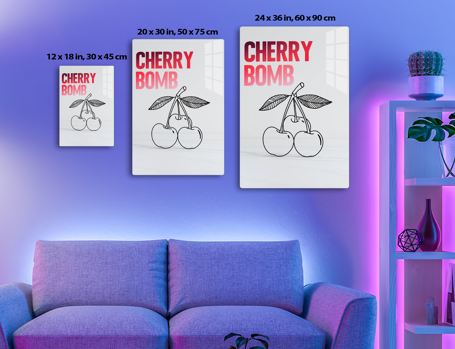 Cherry bomb graphic featuring the words "CHERRY BOMB" in bold red text above an illustration of two cherries with stems and leaves in black outline on a white background.