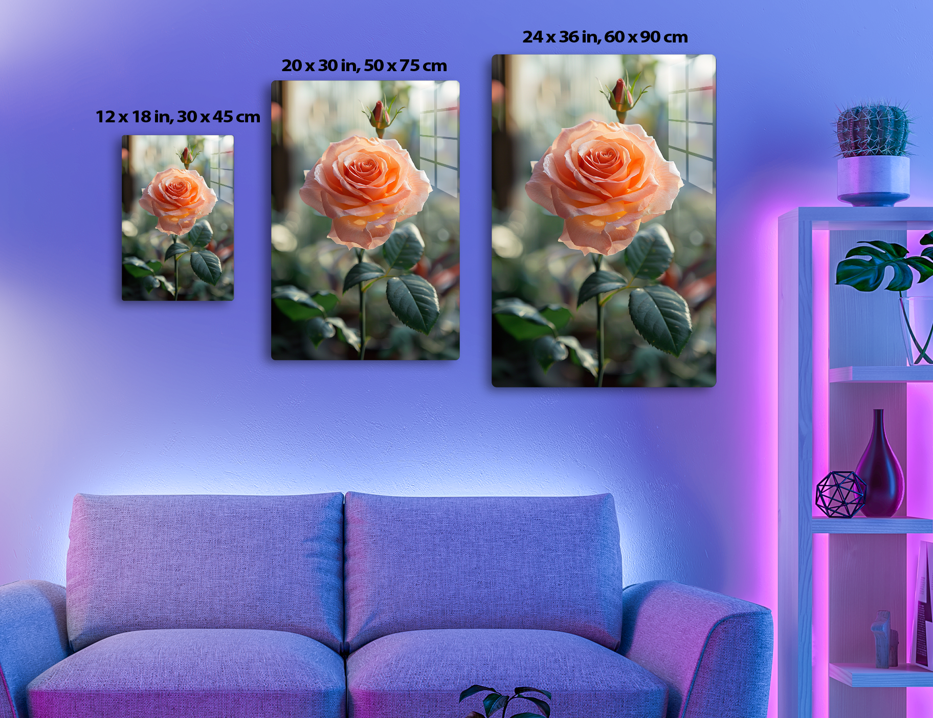 A close-up of a stunning peach-colored rose in full bloom, with delicate petals and a vibrant red center, surrounded by lush green leaves in a softly blurred background.
