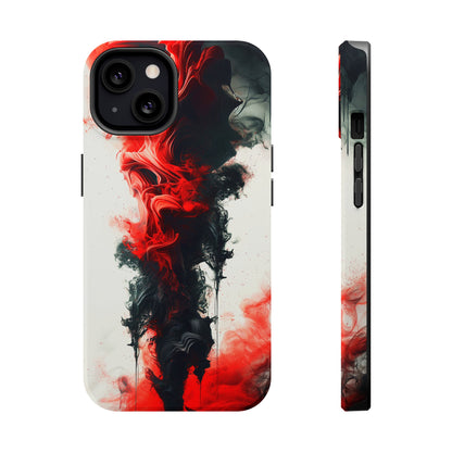 Scarlet Swish (iPhone MagSafe Case)Elevate your iPhone's protection and style with RimaGallery's Dynamic swirls of red on a MagSafe Case against a dark backdrop. Enjoy dual-layer defense, vibrant desiRimaGallery