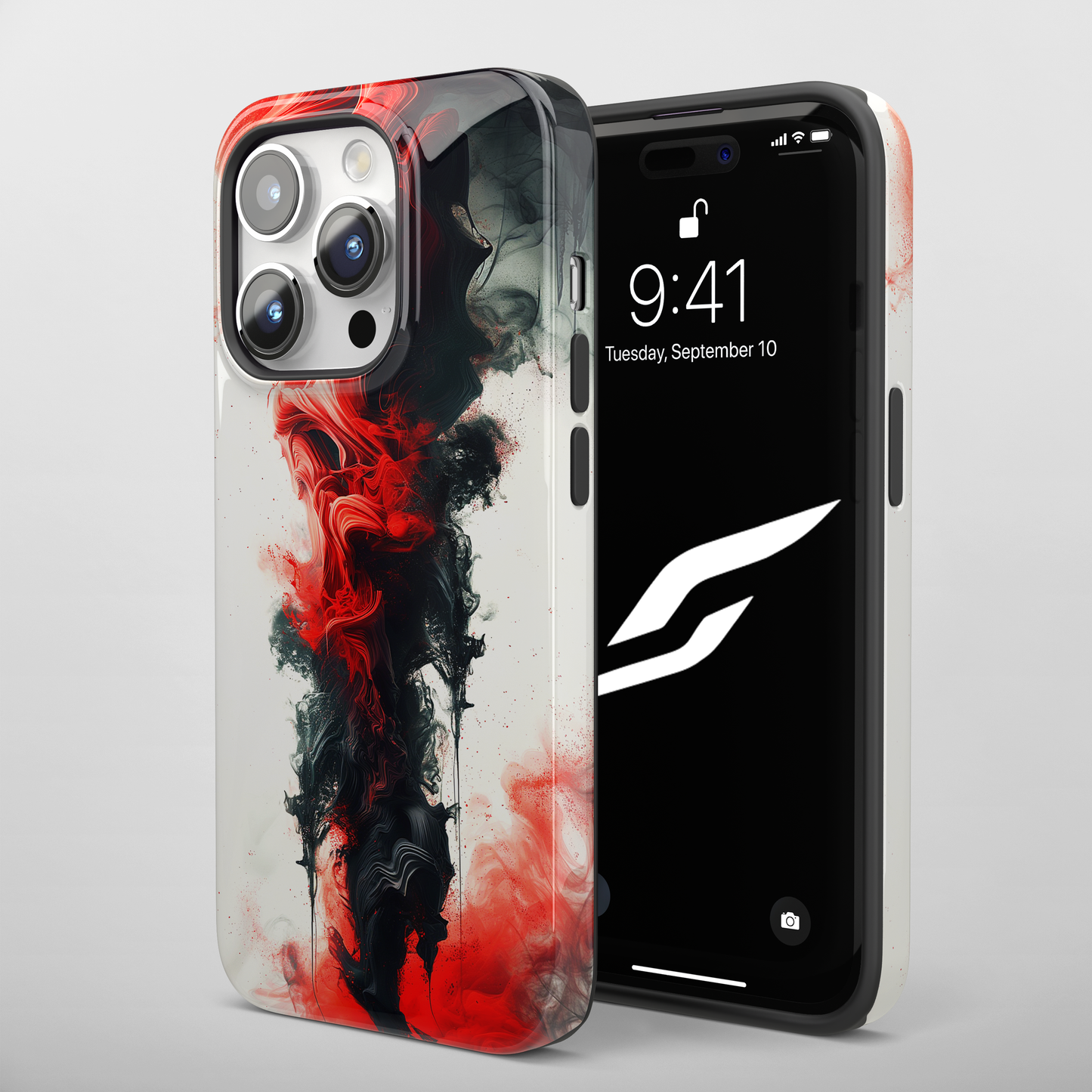 Ruby Ripples (iPhone MagSafe Case)Elevate your iPhone's protection and style with RimaGallery's Vibrant red ink flows on a MagSafe Case against a dark backdrop. Enjoy dual-layer defense, vibrant desiRimaGallery