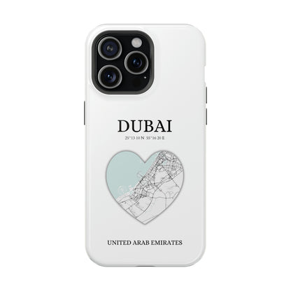 Dubai Heartbeat - White (iPhone MagSafe Case)Celestial Drive Revolutionize your iPhone's look and feel with RIMA Tough Phone Case – ultimate protection meets elegant style for iPhone 11-15. Grab yours now! 🛡️?imaGallery