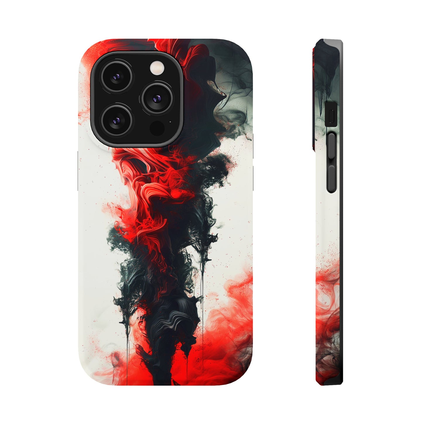 Ruby Ripples (iPhone MagSafe Case)Elevate your iPhone's protection and style with RimaGallery's Vibrant red ink flows on a MagSafe Case against a dark backdrop. Enjoy dual-layer defense, vibrant desiRimaGallery