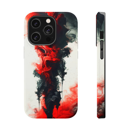 Scarlet Swish (iPhone MagSafe Case)Elevate your iPhone's protection and style with RimaGallery's Dynamic swirls of red on a MagSafe Case against a dark backdrop. Enjoy dual-layer defense, vibrant desiRimaGallery