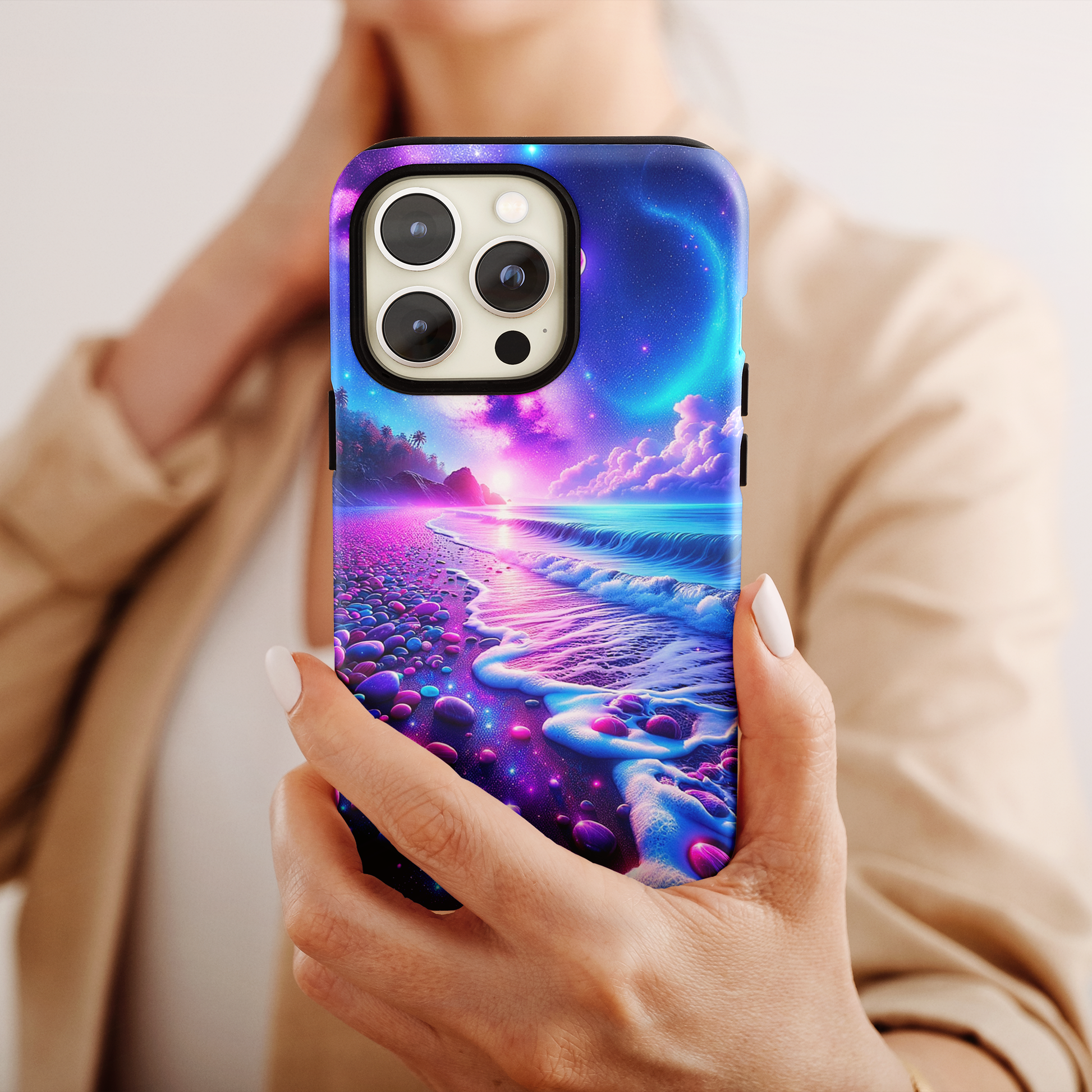 Cosmic Shoreline (iPhone Case 11-15)Discover the RIMA Case: A Fusion of Art and Protection for iPhone 11-15. With vibrant, customizable designs and military-grade defense, make a statement that echoes RimaGallery