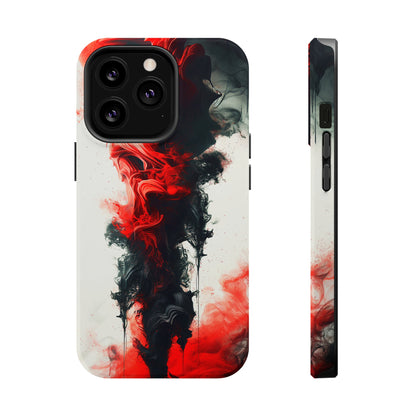 Scarlet Swish (iPhone MagSafe Case)Elevate your iPhone's protection and style with RimaGallery's Dynamic swirls of red on a MagSafe Case against a dark backdrop. Enjoy dual-layer defense, vibrant desiRimaGallery