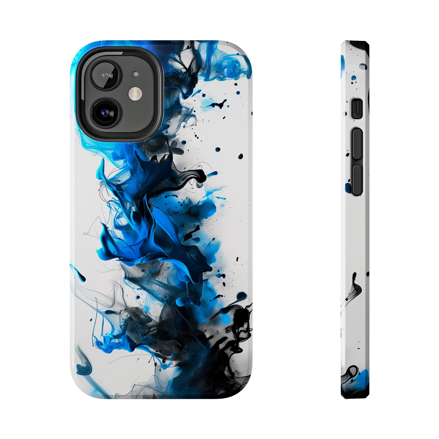 Blue Whisper (iPhone Case 11-15)Elevate your iPhone's style with a Blue and black ink abstract design on a white tough case. Sleek, durable protection for models 11-15. Free US shipping.RimaGallery