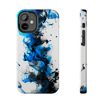 Blue Whisper (iPhone Case 11-15)Elevate your iPhone's style with a Blue and black ink abstract design on a white tough case. Sleek, durable protection for models 11-15. Free US shipping.RimaGallery