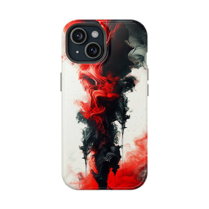 Scarlet Swish (iPhone MagSafe Case)Elevate your iPhone's protection and style with RimaGallery's Dynamic swirls of red on a MagSafe Case against a dark backdrop. Enjoy dual-layer defense, vibrant desiRimaGallery