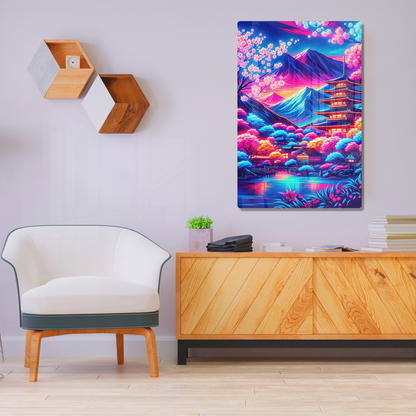 Discover RimaGallery Acrylic Prints for a luxurious touch to your decor. Our exclusive prints, with their vibrant colors and glass-like finish, offer unmatched elega-Neon Blossom Dreams (Acrylic)