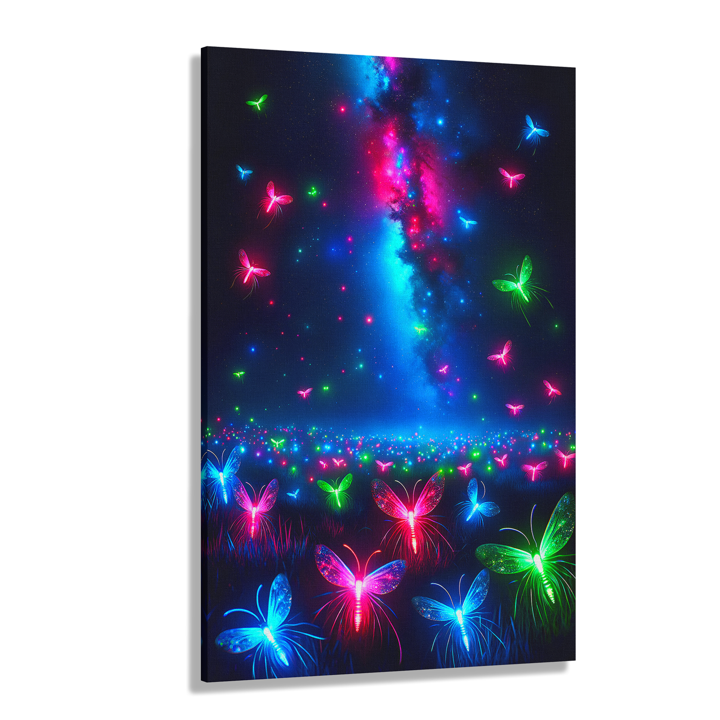 Neon Flutter (Canvas)Neon Flutter (Canvas  Matte finish, stretched, with a depth of 1.25 inches) Elevate your décor with RimaGallery’s responsibly made art canvases. Our eco-friendly matRimaGallery