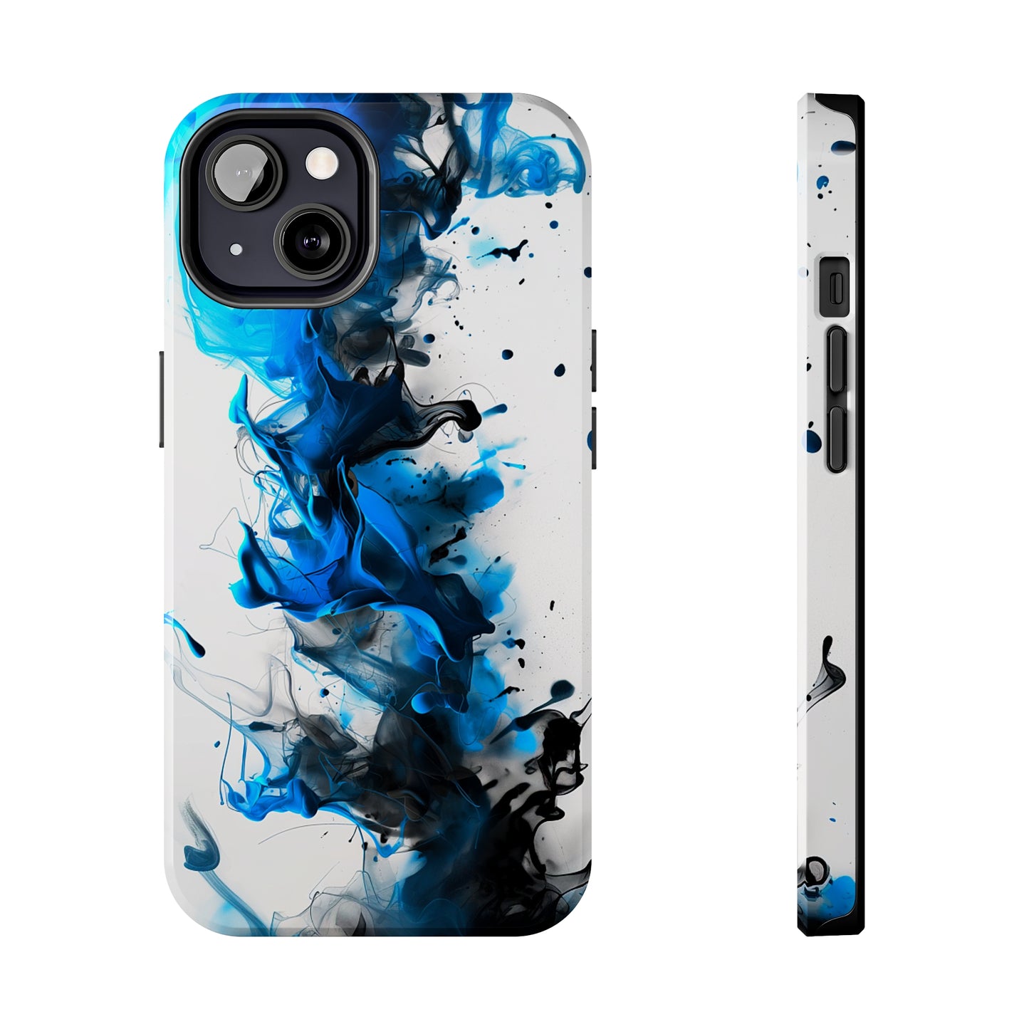 Blue Whisper (iPhone Case 11-15)Elevate your iPhone's style with a Blue and black ink abstract design on a white tough case. Sleek, durable protection for models 11-15. Free US shipping.RimaGallery