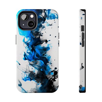 Blue Whisper (iPhone Case 11-15)Elevate your iPhone's style with a Blue and black ink abstract design on a white tough case. Sleek, durable protection for models 11-15. Free US shipping.RimaGallery