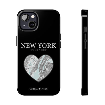 Elevate your iPhone with RimaGallery's New York Heartbeat case. Sleek design meets durability for stylish protection. Free US shipping.-York Heartbeat - Black (iPhone Case 11-15)