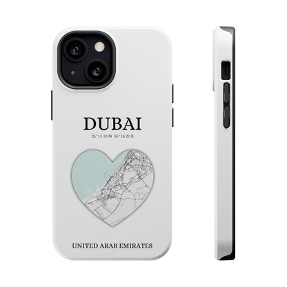 Dubai Heartbeat - White (iPhone MagSafe Case)Celestial Drive Revolutionize your iPhone's look and feel with RIMA Tough Phone Case – ultimate protection meets elegant style for iPhone 11-15. Grab yours now! 🛡️?imaGallery