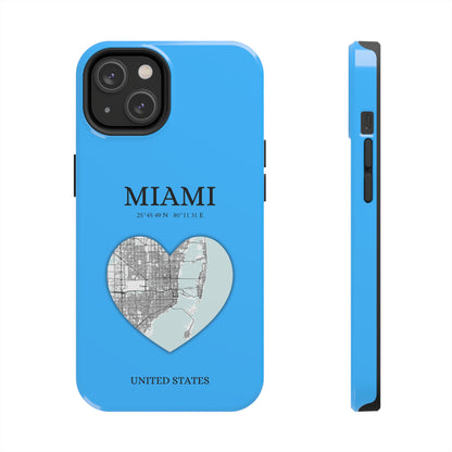 Miami Heartbeat - Sky Blue (iPhone Case 11-15)Capture the essence of Miami with RimaGallery's Heartbeat Sky Blue iPhone case, blending durable protection and unique design. Perfect for iPhone 11-15 models. Free RimaGallery