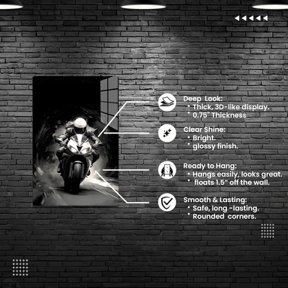 Female Night Biking (Acrylic)Female Night Biking Acrylic Wall Art with a Glass-Like Finish that Will Take Your Breath Away.Elevate Any Ambiance with Female Night Biking Acrylic Print🌟:Discover RimaGallery