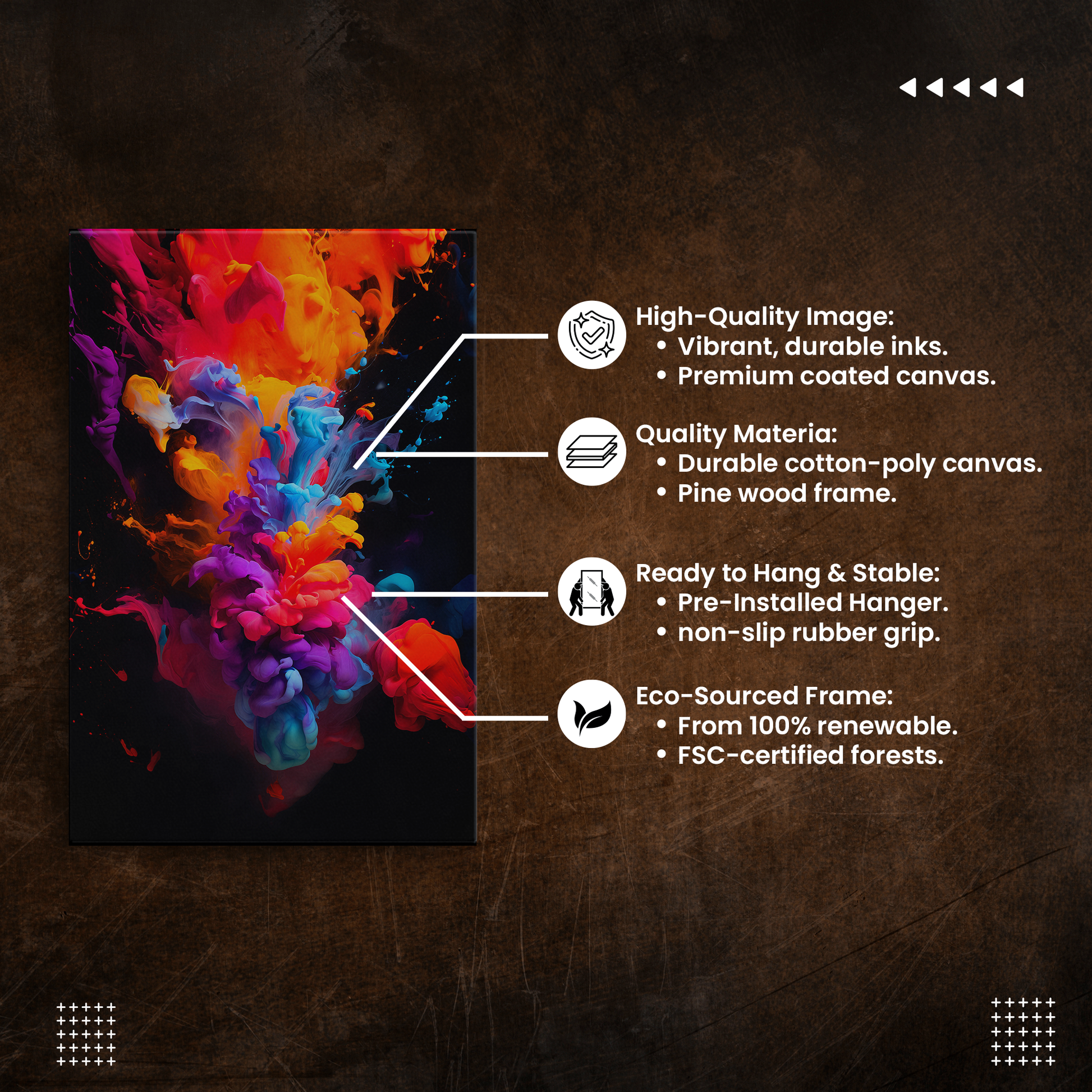 Color Symphony (Canvas)Color Symphony (Canvas  Matte finish, stretched, with a depth of 1.25 inches) Elevate your décor with RimaGallery’s responsibly made art canvases. Our eco-friendly mRimaGallery