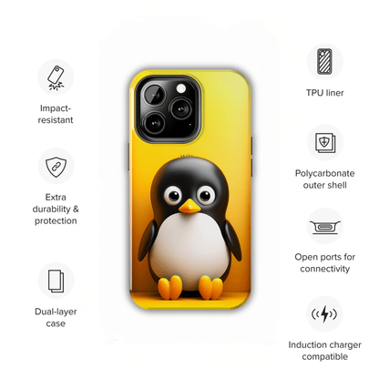 Cute penguin (iPhone Case 11-15)RIMA Tough Phone Case for iPhone 11, 12, 13, 14, &amp; 15 A cute cartoon penguin with Glossy Finish 📱✨
 
Ultimate Protection in Stylish Design 🌟:  
 
Welcome to RIRimaGallery