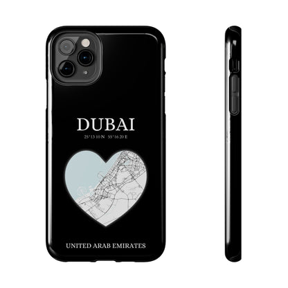 Dubai Heartbeat - Black (iPhone Case 11-15)Elevate your iPhone with RimaGallery's Dubai York Heartbeat case. Sleek design meets durability for stylish protection. Free US shipping.RimaGallery