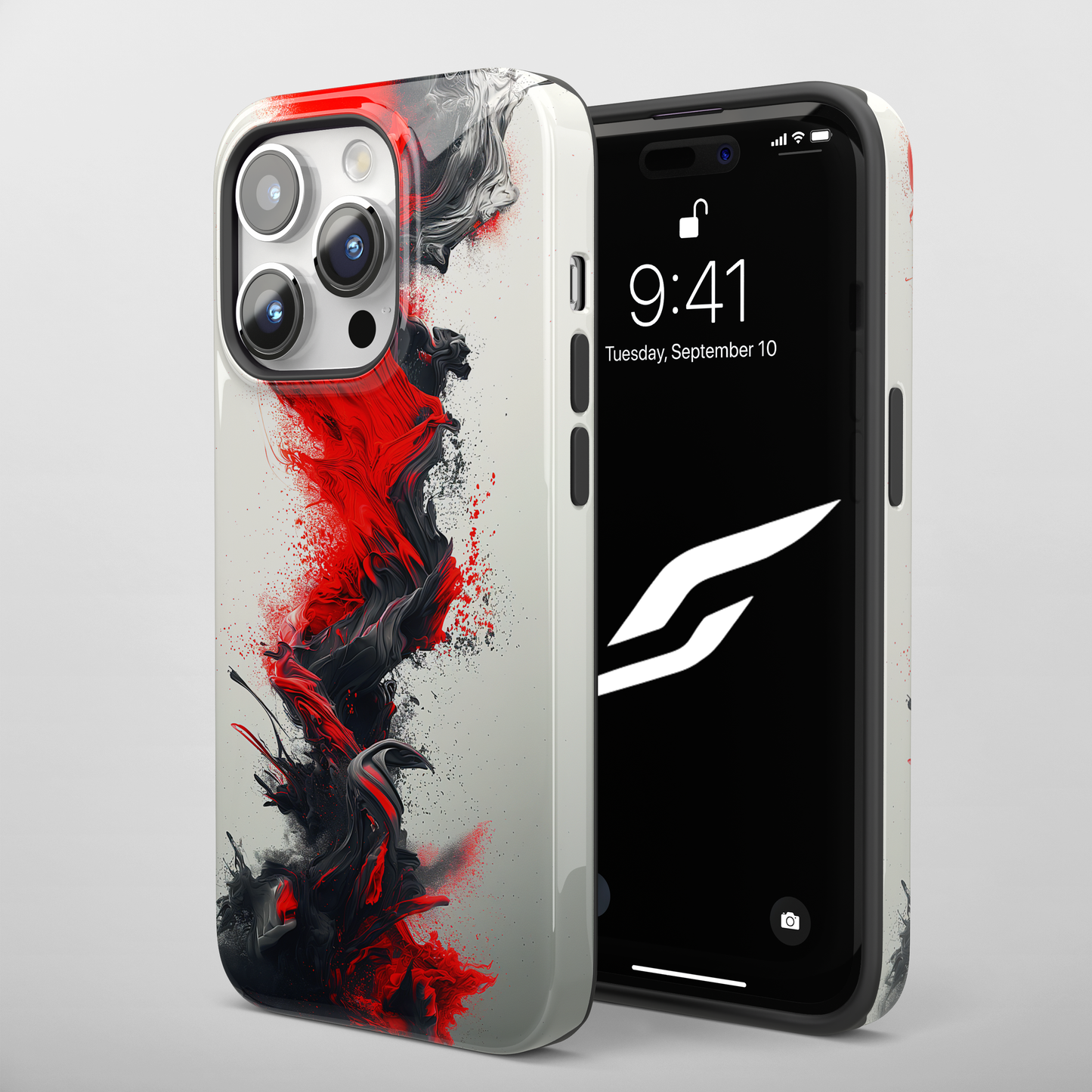 Scarlet Swish (iPhone MagSafe Case)Elevate your iPhone's protection and style with RimaGallery's Dynamic swirls of red on a MagSafe Case against a dark backdrop. Enjoy dual-layer defense, vibrant desiRimaGallery