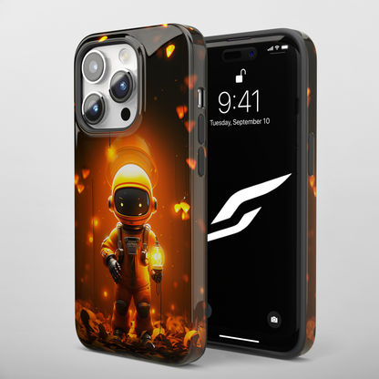 Yellow Astronaut Robot (iPhone Case 11-15)Discover the perfect balance of style and safety with RIMA's Tough Phone Case for iPhone 11, 12, 13, 14, 15 . Enjoy enhanced protection with a stylish glossy finish.RimaGallery