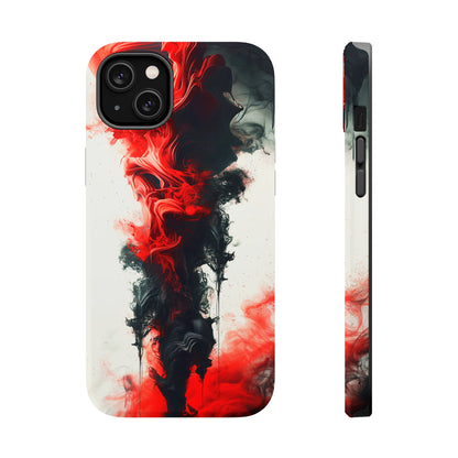 Ruby Ripples (iPhone MagSafe Case)Elevate your iPhone's protection and style with RimaGallery's Vibrant red ink flows on a MagSafe Case against a dark backdrop. Enjoy dual-layer defense, vibrant desiRimaGallery