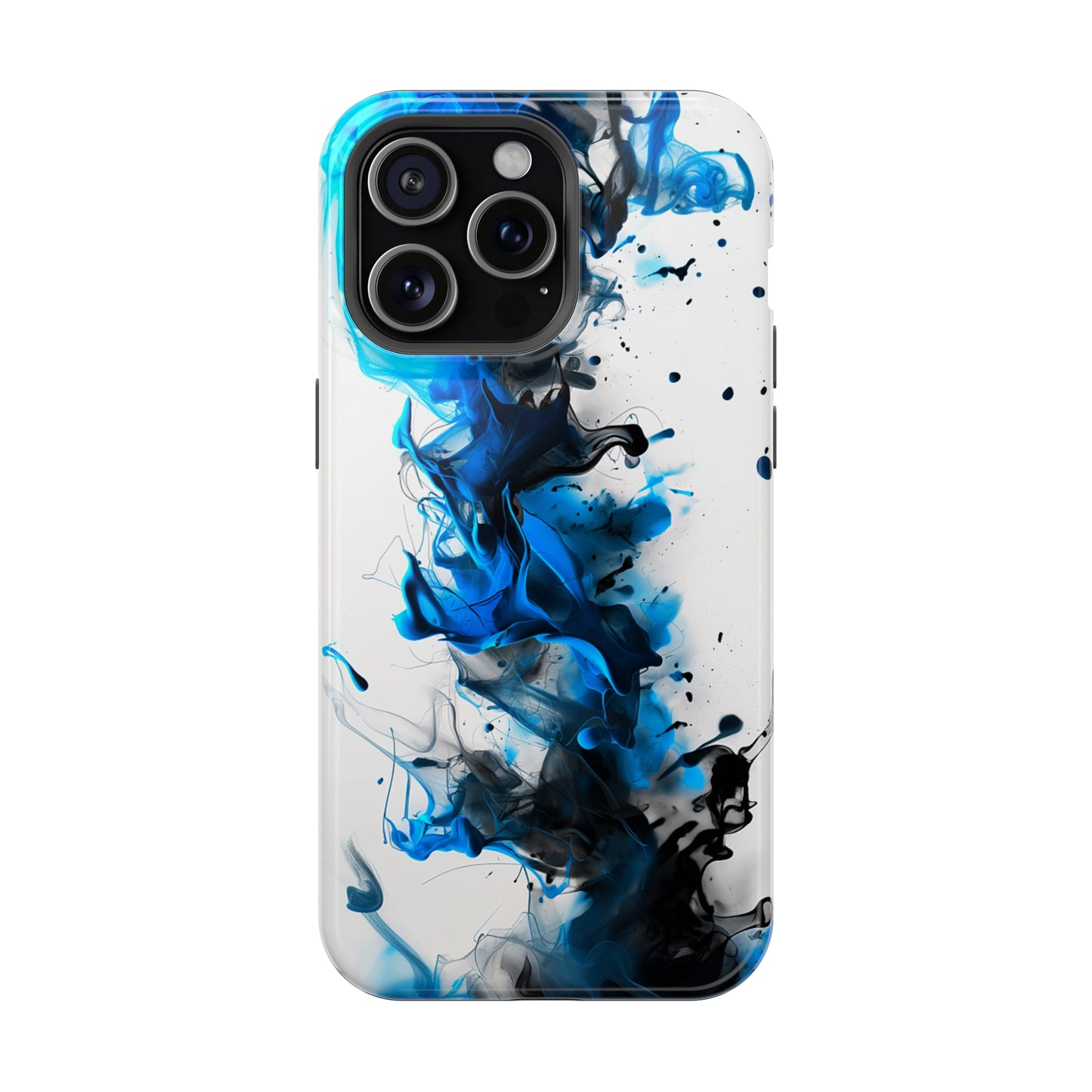 Blue Whisper (iPhone MagSafe Case)Elevate your iPhone's protection and style with RimaGallery's Blue and black ink abstract design on a white MagSafe Case. Enjoy dual-layer defense, vibrant design chRimaGallery