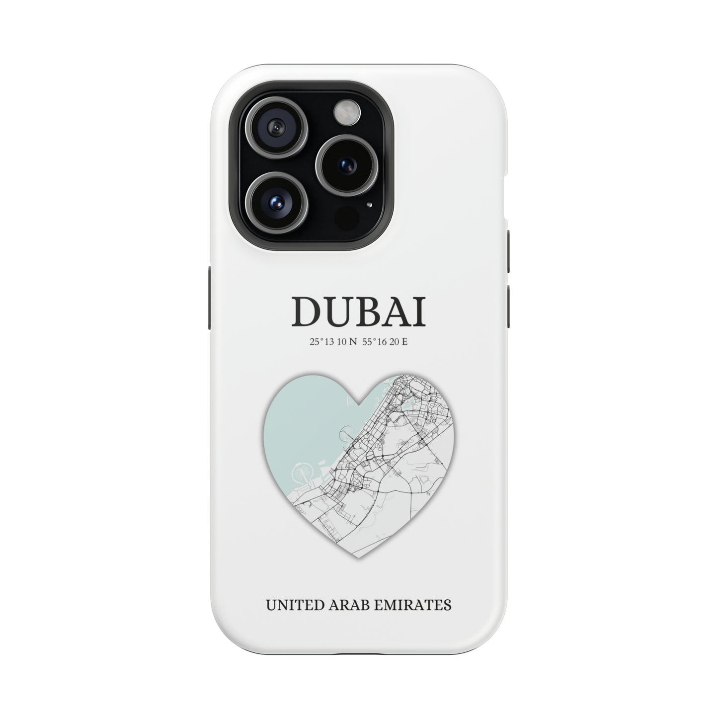 Dubai Heartbeat - White (iPhone MagSafe Case)Celestial Drive Revolutionize your iPhone's look and feel with RIMA Tough Phone Case – ultimate protection meets elegant style for iPhone 11-15. Grab yours now! 🛡️?imaGallery