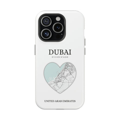 Dubai Heartbeat - White (iPhone MagSafe Case)Celestial Drive Revolutionize your iPhone's look and feel with RIMA Tough Phone Case – ultimate protection meets elegant style for iPhone 11-15. Grab yours now! 🛡️?imaGallery
