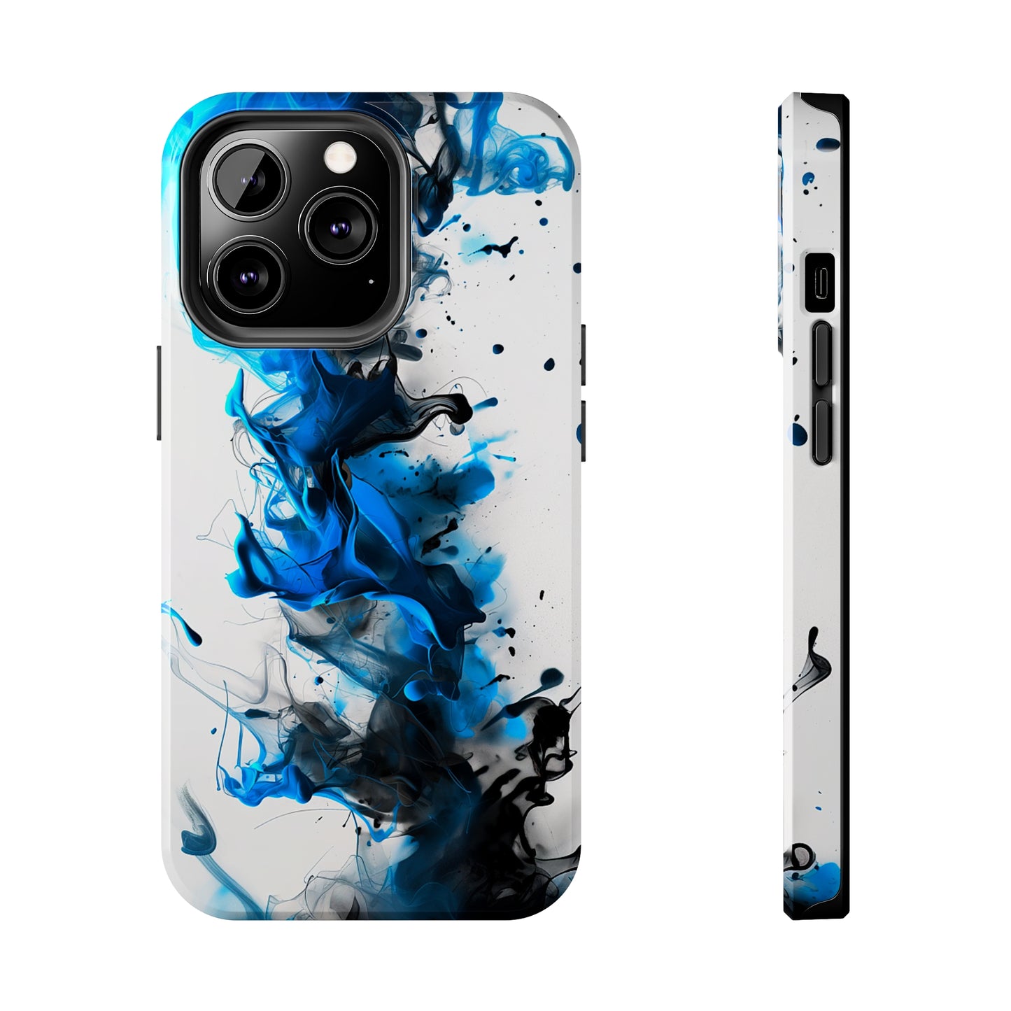 Blue Whisper (iPhone Case 11-15)Elevate your iPhone's style with a Blue and black ink abstract design on a white tough case. Sleek, durable protection for models 11-15. Free US shipping.RimaGallery