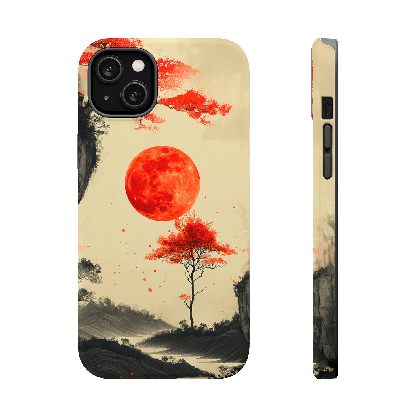 Scarlet Moonrise (iPhone MagSafe Case)Elevate your iPhone's style with Artistic scenery with red trees and large moon MagSafe Case, offering robust protection, MagSafe compatibility, and a choice of mattRimaGallery